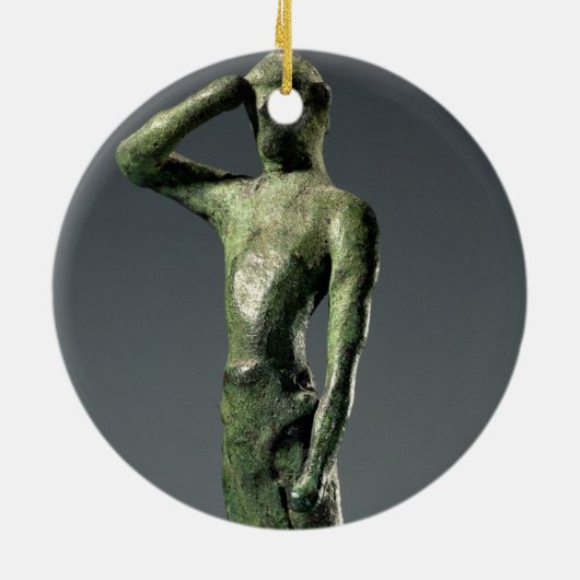 Man op gebed, Archaic Greek bronze sculptuur Keramisch Ornament (Achterkant)