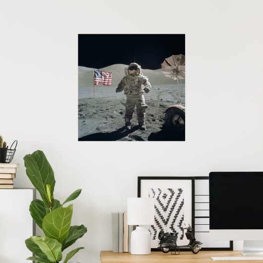 Man op het Poster Moon (Thuiskantoor)