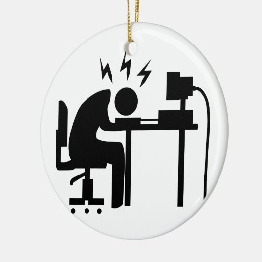 Man op het werk keramisch ornament (Links)