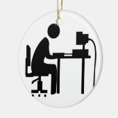 Man op het werk keramisch ornament (Links)