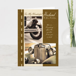 Man op je verjaardag vintage auto's kaart
