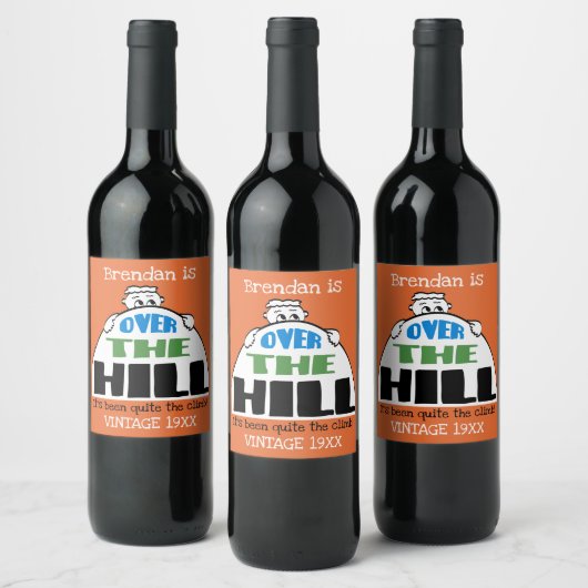  man op maat gepersonaliseerde dag over de heuvel wijn etiket (Flessen)