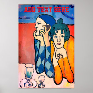 Man op mobiele telefoon Abstract, Matisse Style Poster