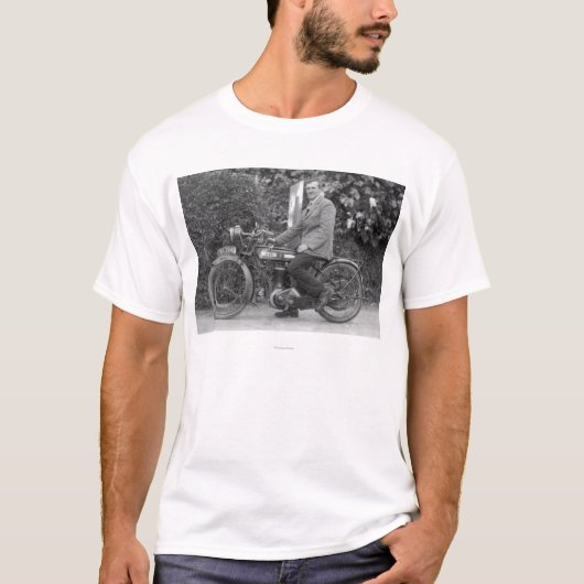 Man op Old B.S.A. Motorfiets T-shirt (Voorkant)