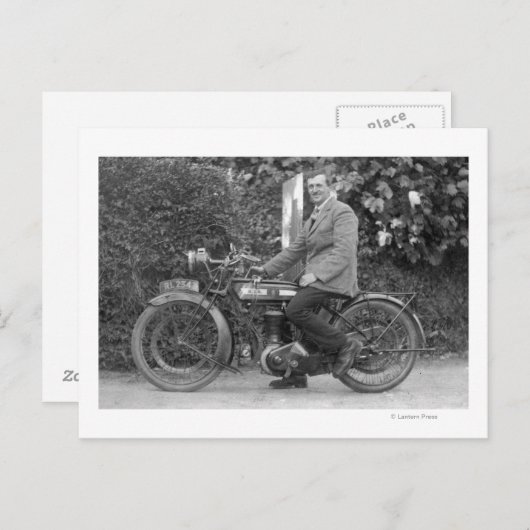 Man op oude motorfiets B.S.A. Briefkaart (Voorkant / Achterkant)
