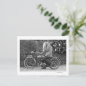 Man op oude motorfiets B.S.A. Briefkaart (Staand voorkant)