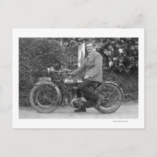 Man op oude motorfiets B.S.A. Briefkaart