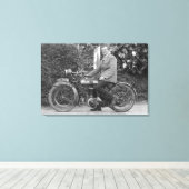 Man op oude motorfiets B.S.A. Canvas Afdruk (Insitu (Houten vloer))