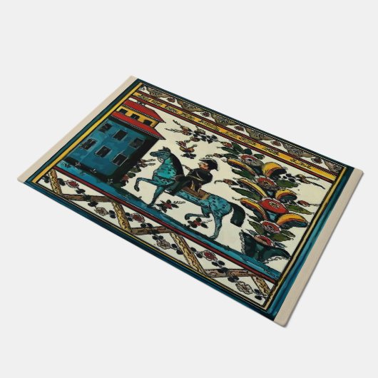 Man op paard, voeg tekst Doormat toe Deurmat (Schuin)