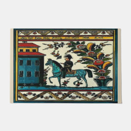  Man op paard, voeg tekst Doormat toe Deurmat