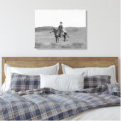 Man op paarden met een slakkenantilopen foto canvas afdruk (Insitu (Slaapkamer))