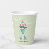 Man op rolpoorten papieren bekers (Voorkant)