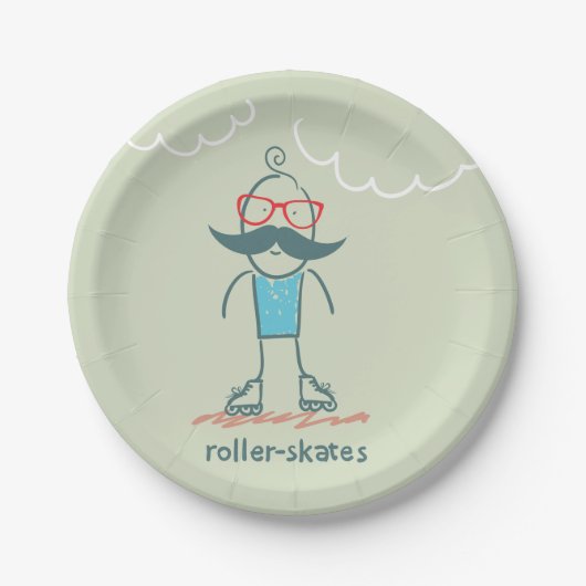 Man op rolpoorten papieren bordje (Voorkant)