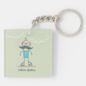 Man op rolpoorten sleutelhanger (Achterkant)