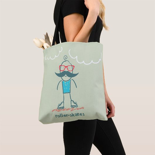 Man op rolpoorten tote bag