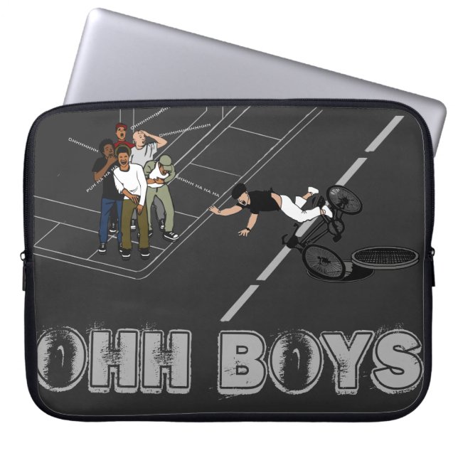 Man op snijkuismat OHH BOYS Crack Up Laptop Sleeve (Voorkant)