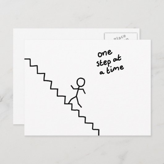 man op trappen briefkaart (Voorkant / Achterkant)