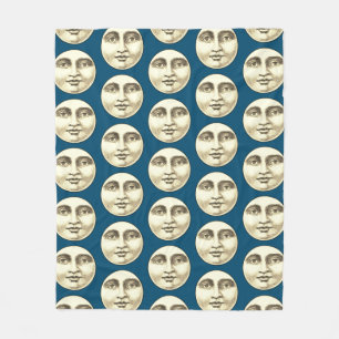 man op volle maan blauw fleece deken