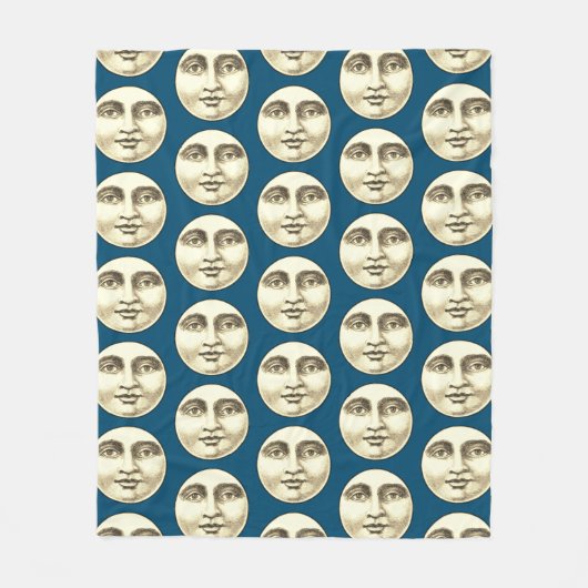 man op volle maan blauw fleece deken (Voorkant)