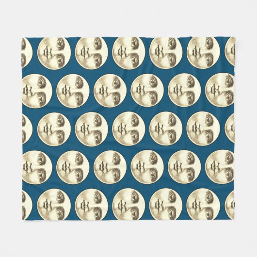  man op volle maan blauw fleece deken (Voorkant (Horizontaal))