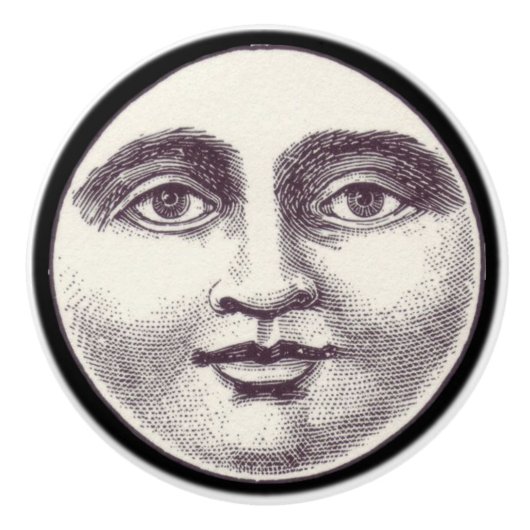 man op volle maan keramische knop (Voorkant)