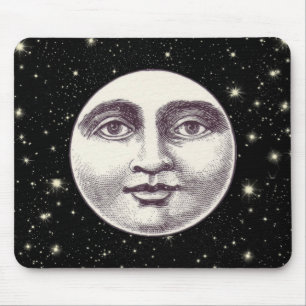 man op volle maan muismat
