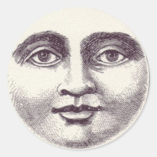 man op volle maan ronde sticker