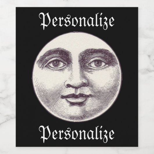  man op volle maan wijn etiket (Enkel label)