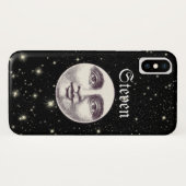 man op volle maan zwart wit Case-Mate iPhone case (Achterkant (horizontaal))
