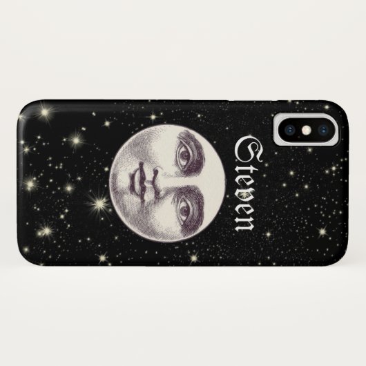  man op volle maan zwart wit Case-Mate iPhone case (Achterkant (horizontaal))