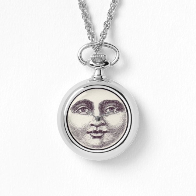  man op volle maan zwart wit horloge (Voorkant)