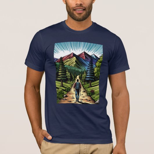 Man op wandeltochten t-shirt (Voorkant)