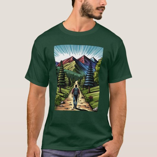 Man op wandeltochten t-shirt (Voorkant)