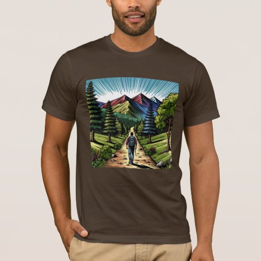 Man op wandeltochten t-shirt (Voorkant)