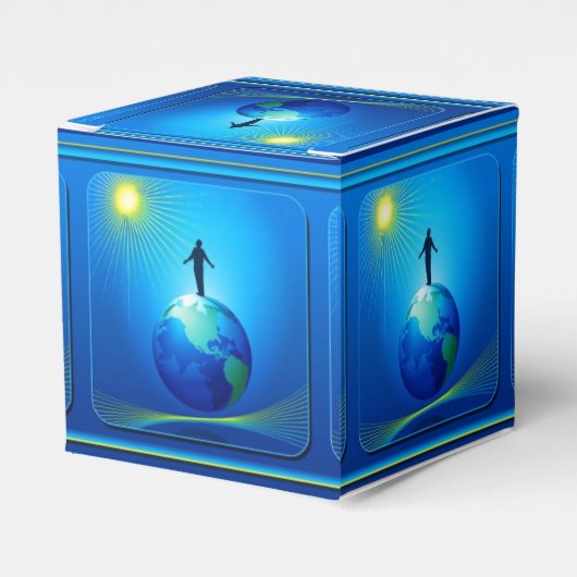 Man op Wereldbol Bedankdoosjes (Voorkant Zijde)