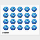 Man op Wereldbol Ronde Sticker (Vel)