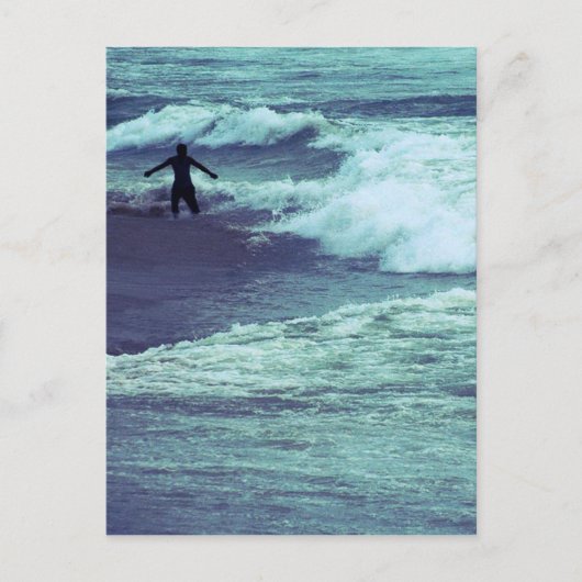 Man op Zee Waves Briefkaart (Voorkant)