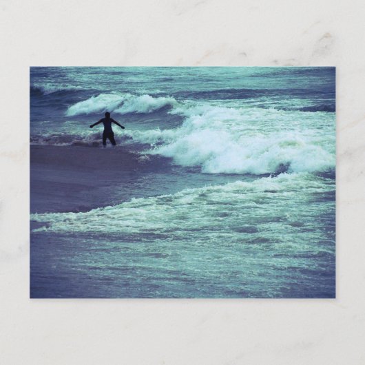 Man op Zee Waves Briefkaart (Voorkant)