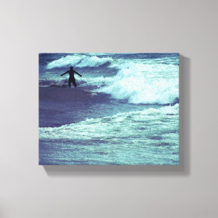 Man op Zee Waves Canvas Afdruk