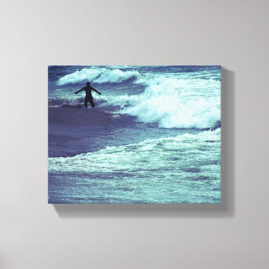 Man op Zee Waves Canvas Afdruk (Voorkant)