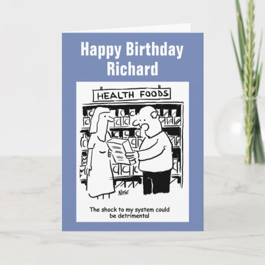 Man op zijn hoede voor het eten van gezond voedsel kaart (Voorkant)