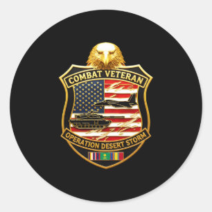 Man operation desert combat veteraan Golf Oorlog Ronde Sticker