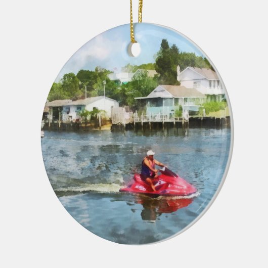 Man over Jet Ski Keramisch Ornament (Links)