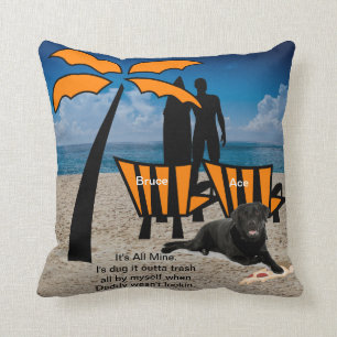 Man Overlevingsduur Dog Beach Sinaasappel Chairs Kussen