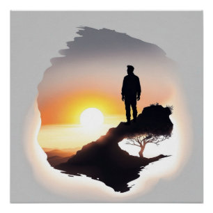Man overweegt de zonsopgang perfect poster