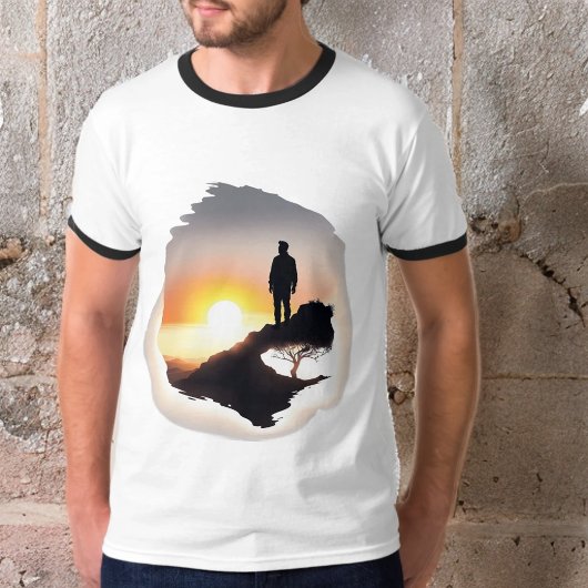 Man overweegt de zonsopgang t-shirt