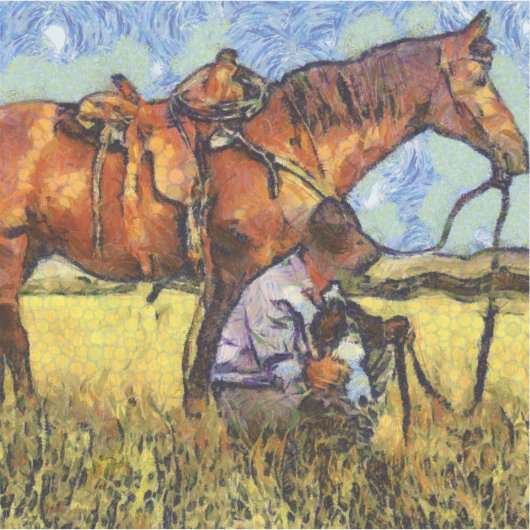 Man, paard en hond sticker (Voorkant)