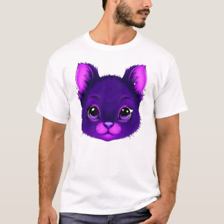 Man Paarse schattige kat T-shirt