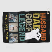 Man, Pap, Golf Legend 3xPhoto Vaders Day Gift Golfhanddoek (Horizontaal)