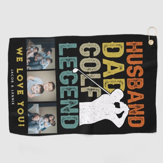 Man, Pap, Golf Legend 3xPhoto Vaders Day Gift Golfhanddoek (Horizontaal)